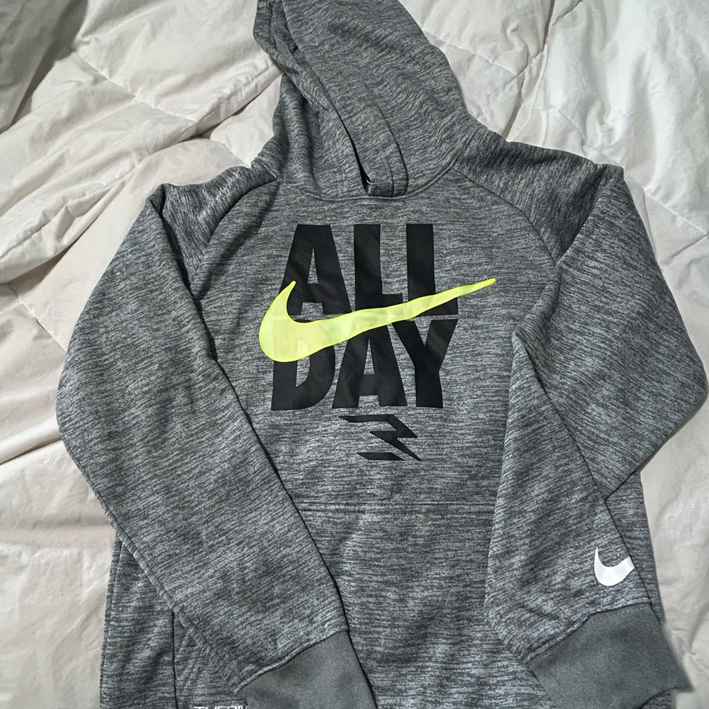 Nike Gray Hoodie with Neon Yellow Accent